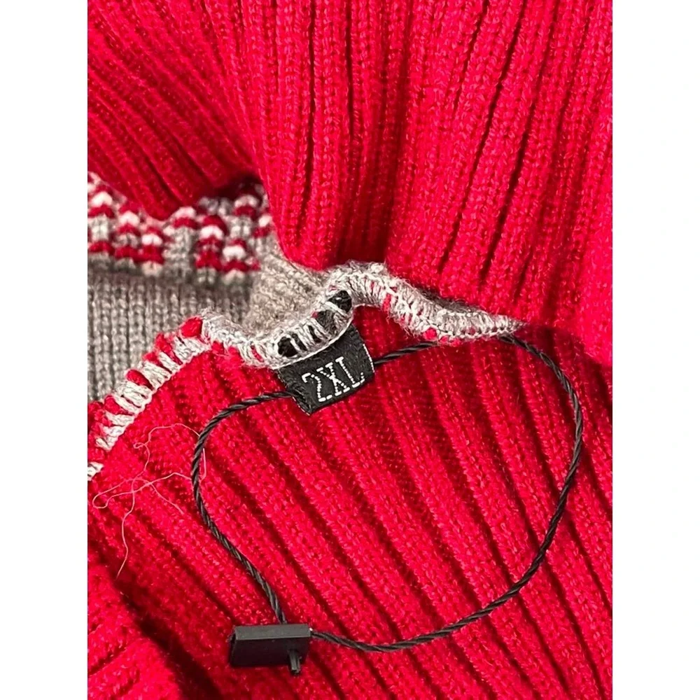 Christmas Elf Dog Sweater Grey Red Green Holiday Pet Clothes 2XL